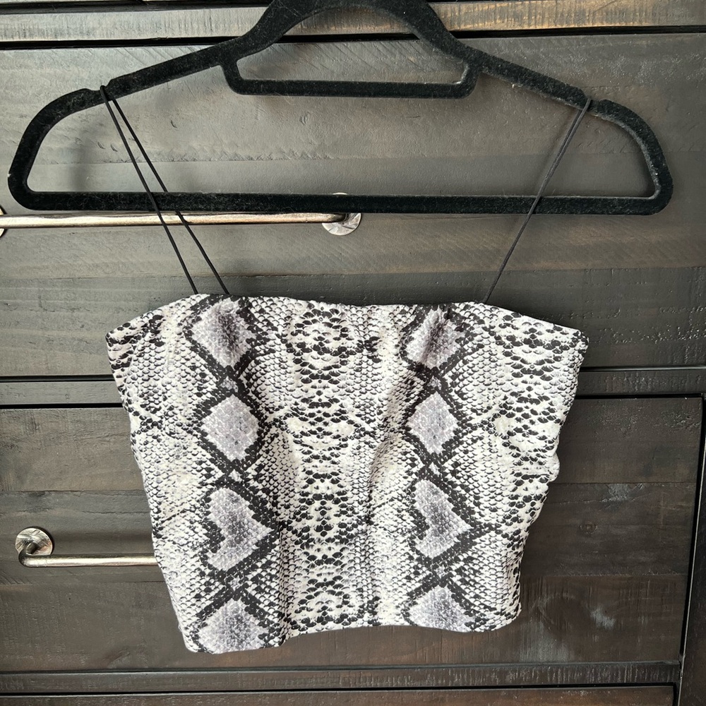 Room Service Mini Thin Strap Snake Print Cropped Cami